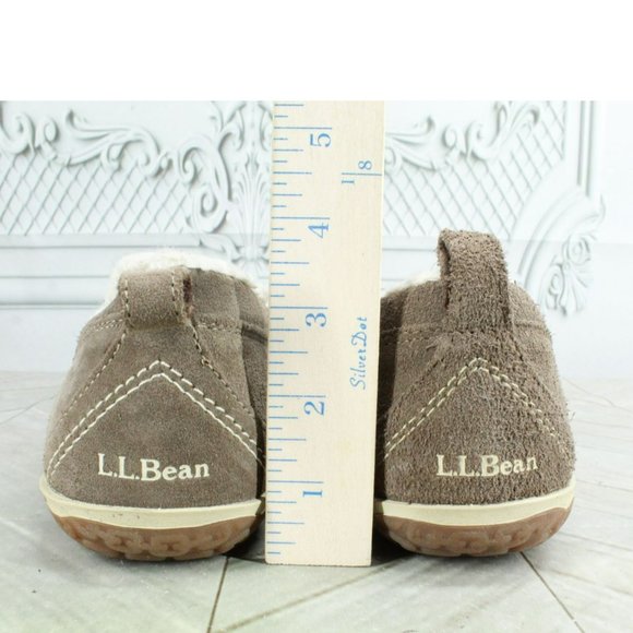 LL Bean Brown Suede Fleece Lined Mountain Moccasin Slippers Size 9 M - Picture 5 of 9